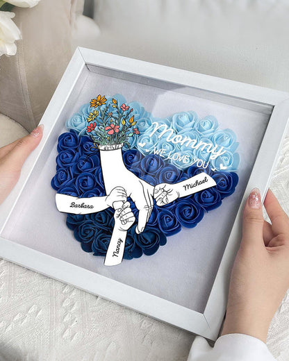 WILLLUXE® Personalized 'We Love You Mom' 3D Rose Floral Shadow Box Frame