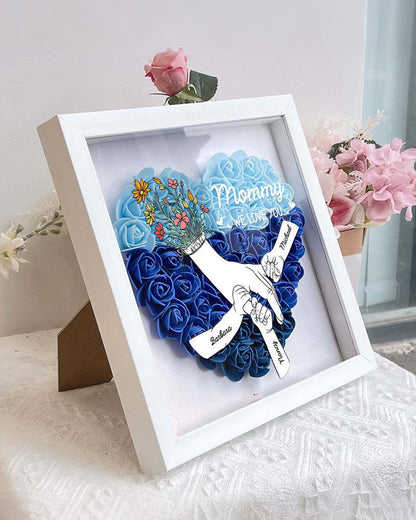 WILLLUXE® Personalized 'We Love You Mom' 3D Rose Floral Shadow Box Frame
