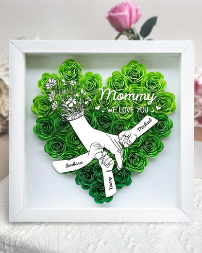 WILLLUXE® Personalized 'We Love You Mom' 3D Rose Floral Shadow Box Frame