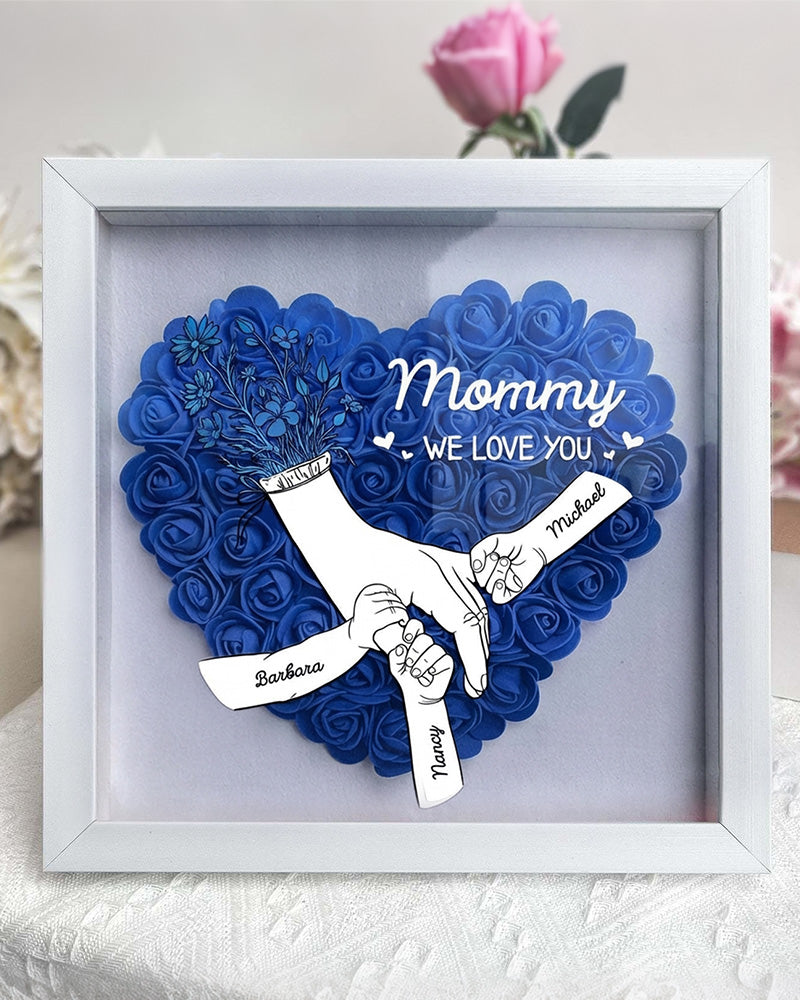WILLLUXE® Personalized 'We Love You Mom' 3D Rose Floral Shadow Box Frame