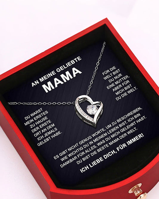 WILLLUXE® Sparkling Heart Necklace & Rotating Rose Box-For My Mom