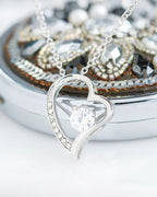 Willluxe® Sparkling Heart Necklace & Rotating Rose Box-For My Mom