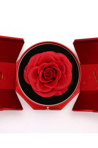 Willluxe® Sparkling Heart Necklace & Rotating Rose Box-For My Mom
