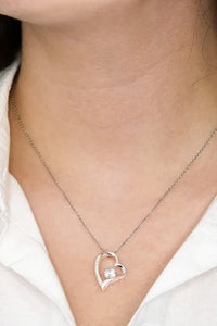 Willluxe® Sparkling Heart Necklace & Rotating Rose Box-For My Mom