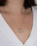Willluxe® Sparkling Heart Necklace & Rotating Rose Box-For My Mom