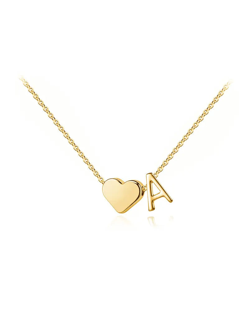 WILLLUXE® Personalized Heart & Initial Pendant Necklace in Gold