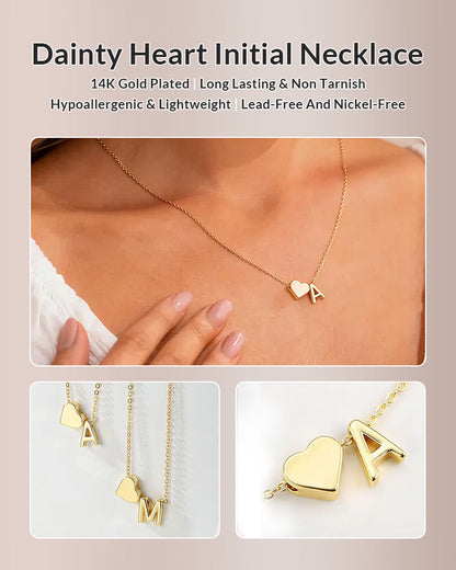 WILLLUXE® Personalized Heart & Initial Pendant Necklace in Gold