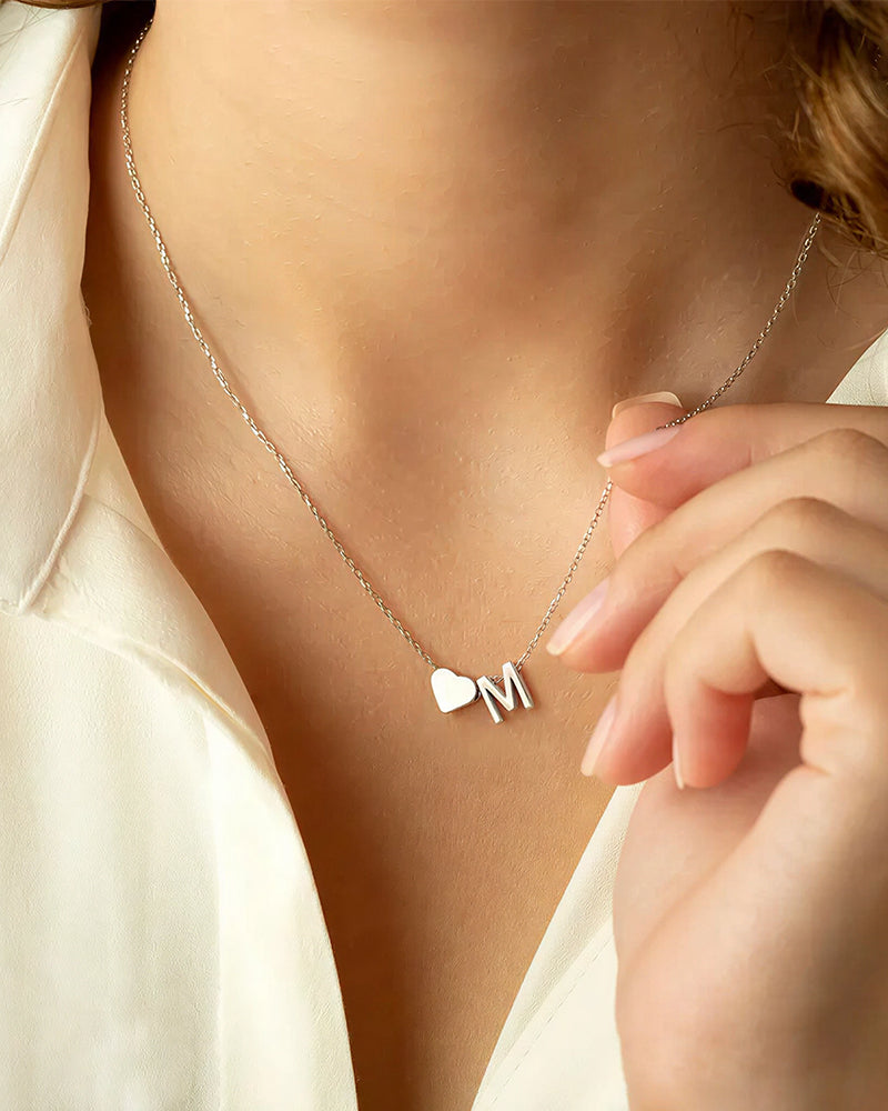 WILLLUXE® Personalized Heart & Initial Pendant Necklace in Gold