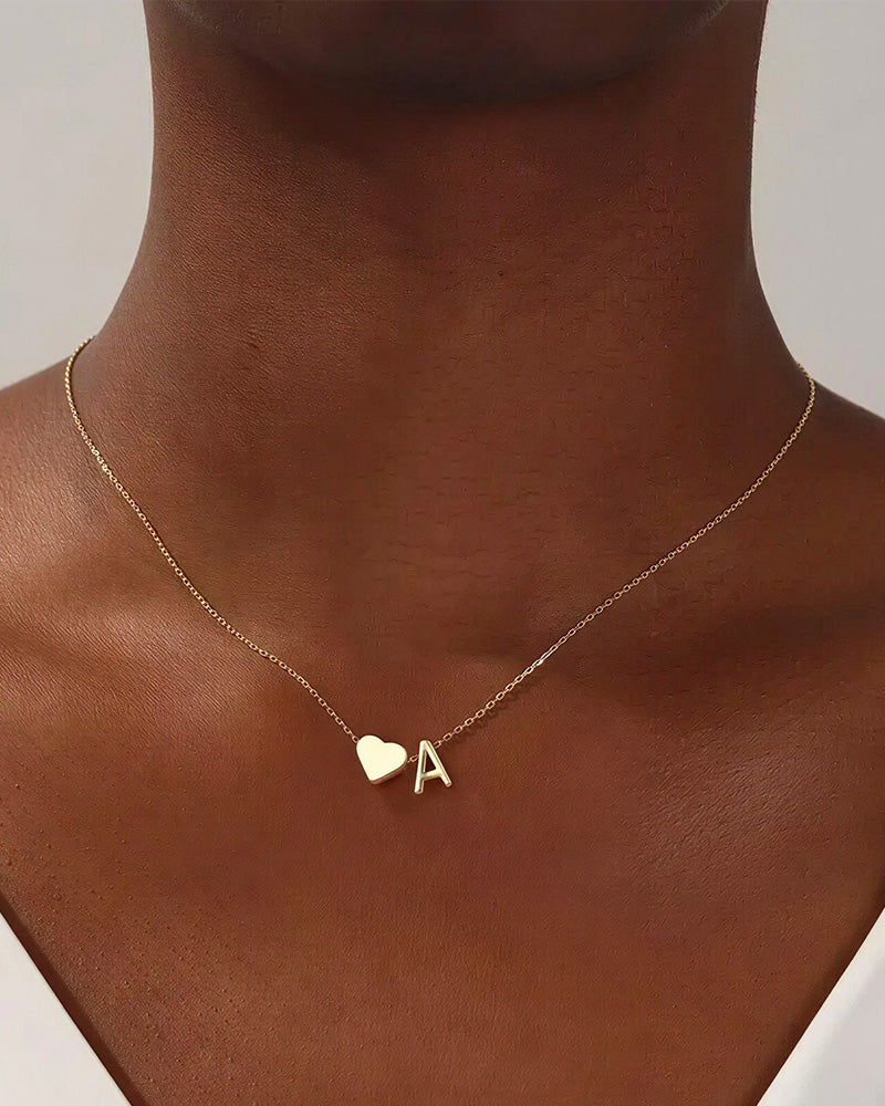 WILLLUXE® Personalized Heart & Initial Pendant Necklace in Gold
