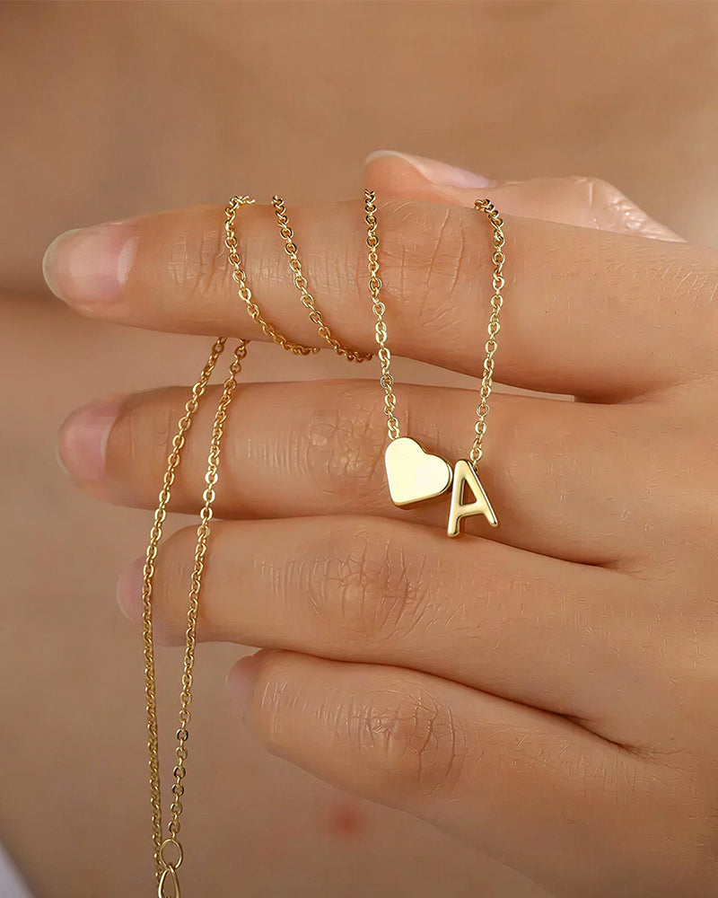 WILLLUXE® Personalized Heart & Initial Pendant Necklace in Gold