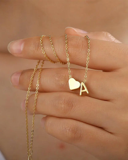 WILLLUXE® Personalized Heart & Initial Pendant Necklace in Gold