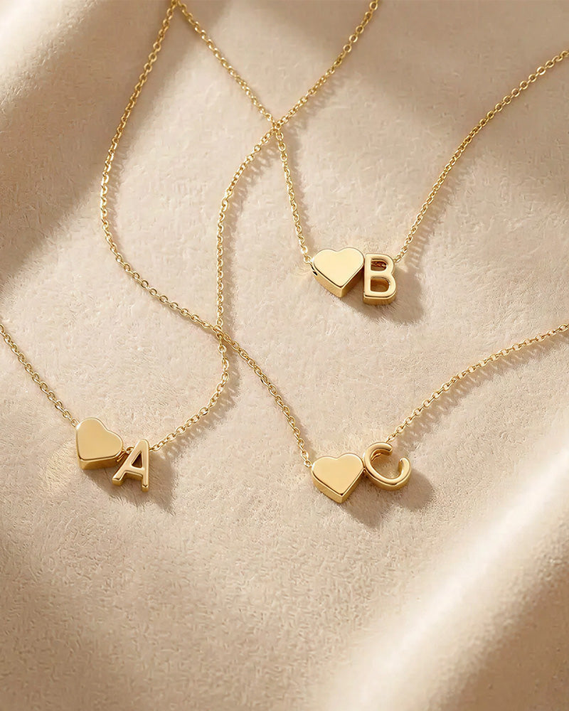 WILLLUXE® Personalized Heart & Initial Pendant Necklace in Gold