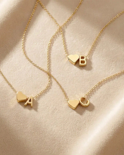 WILLLUXE® Personalized Heart & Initial Pendant Necklace in Gold