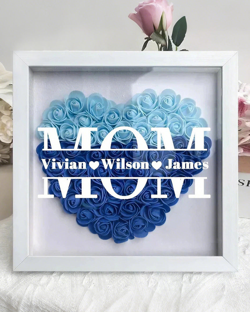 WILLLUXE® Personalized 'MOM' Wooden Photo Frame – Rose Gift Box