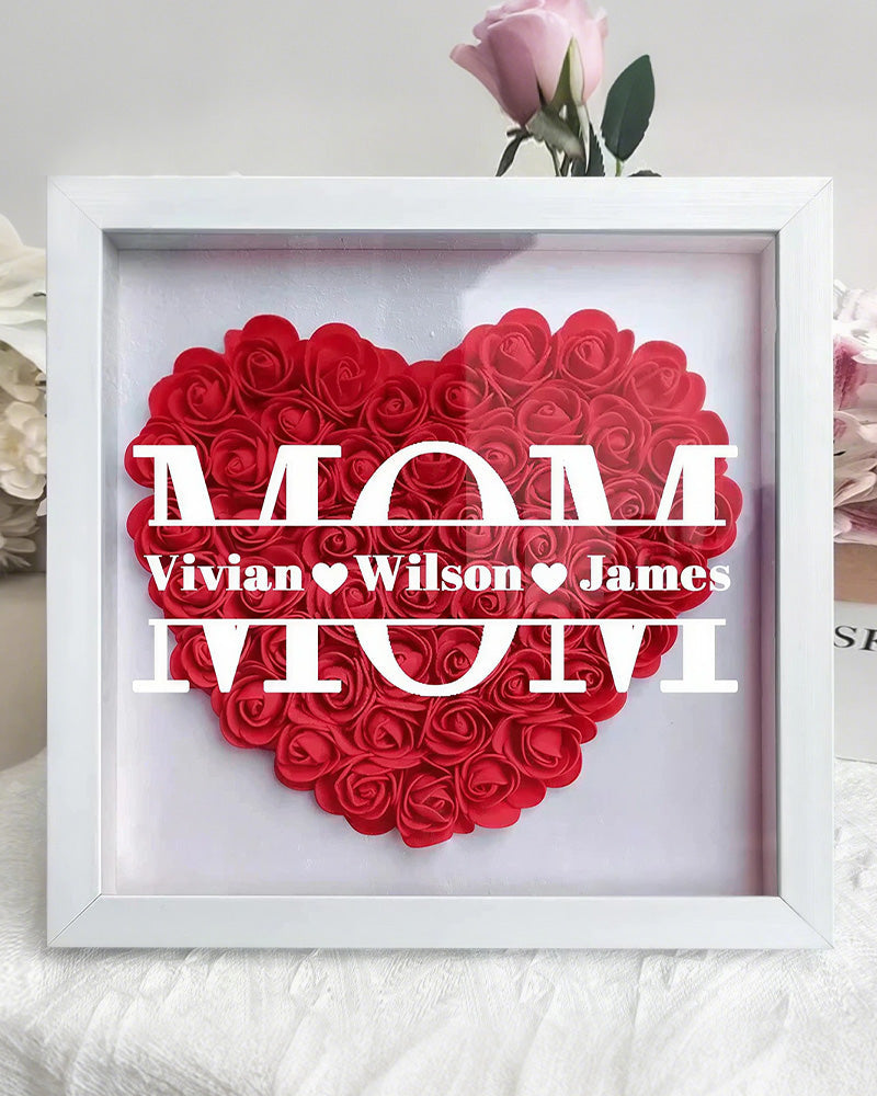 WILLLUXE® Personalized 'MOM' Wooden Photo Frame – Rose Gift Box