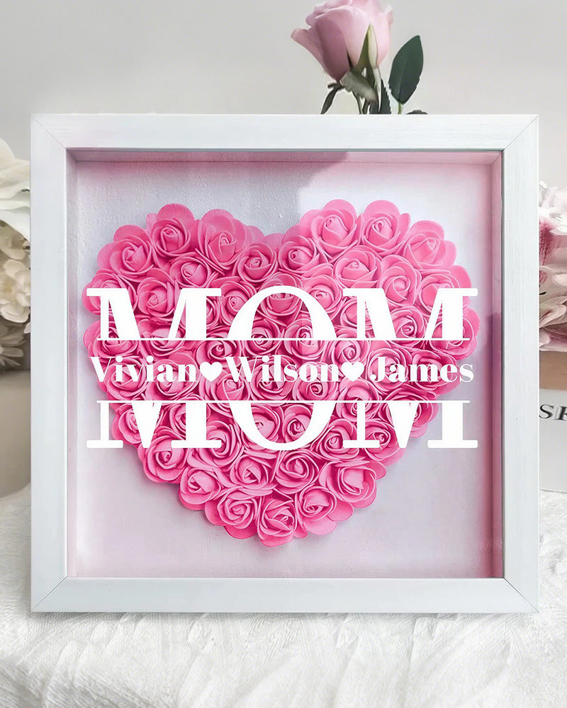 WILLLUXE® Personalized 'MOM' Wooden Photo Frame – Rose Gift Box