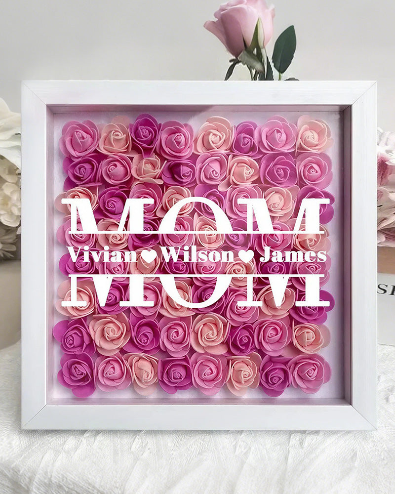 WILLLUXE® Personalized 'MOM' Wooden Photo Frame – Rose Gift Box
