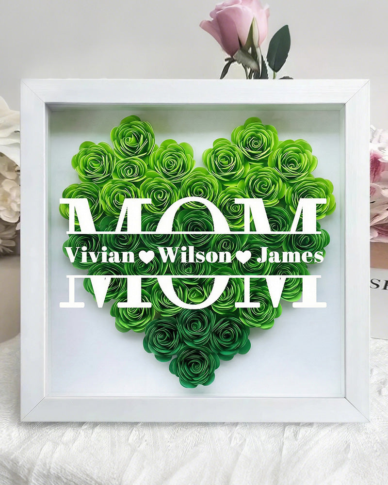 WILLLUXE® Personalized 'MOM' Wooden Photo Frame – Rose Gift Box
