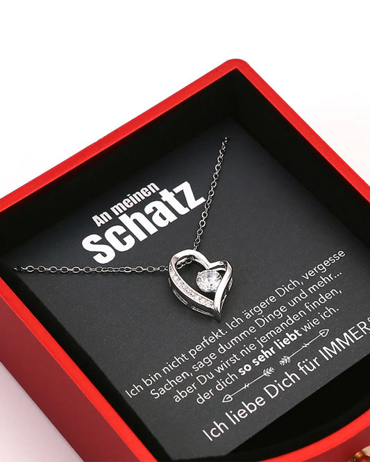WILLLUXE® Sparkling Heart Necklace & Rotating Rose Box-For My Wife