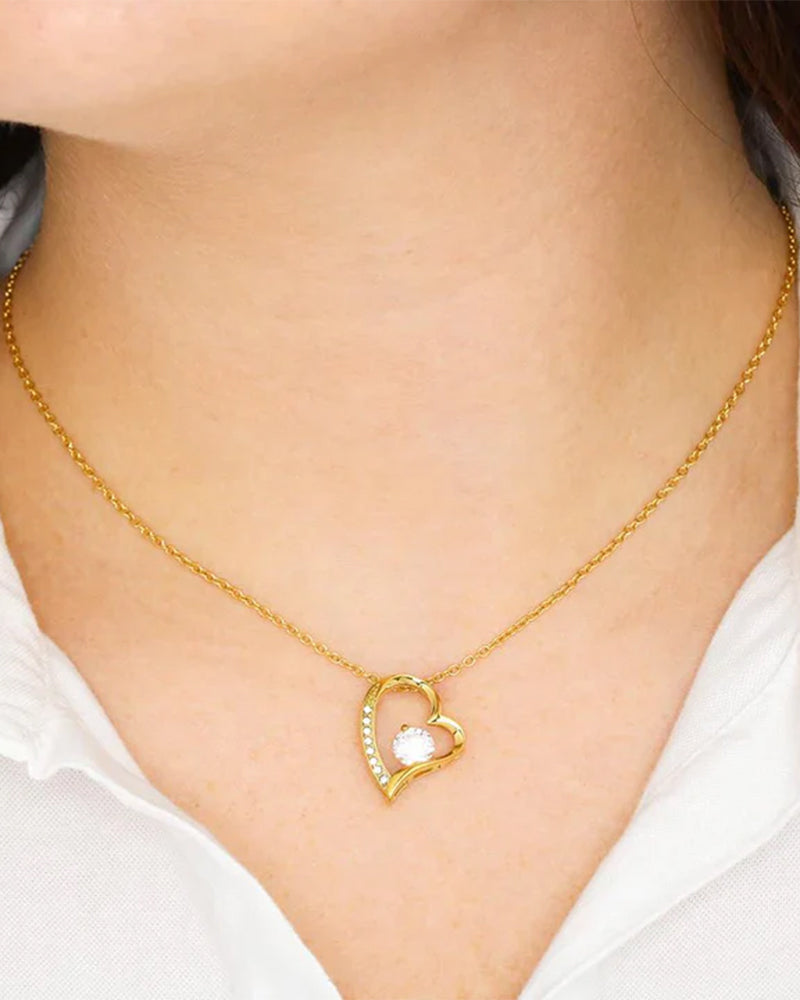 Willluxe® Sparkling Heart Necklace & Rotating Rose Box-For My Wife