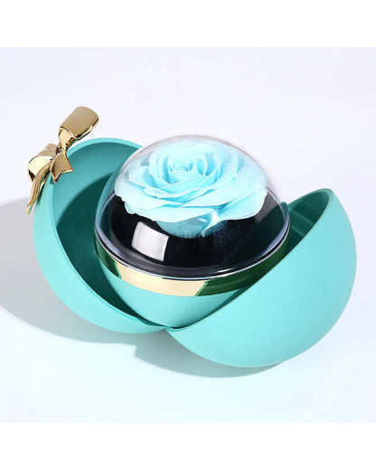 WILLLUXE® Round Rose Box - With Engraved Double Heart Necklace