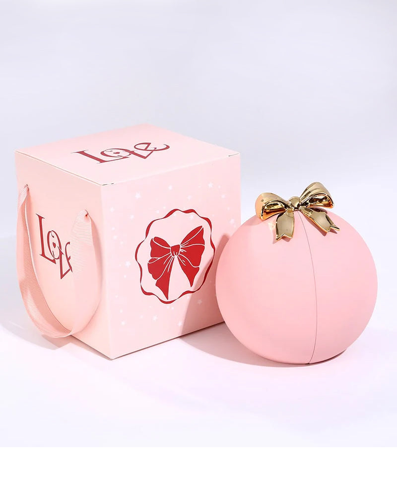 WILLLUXE® Round Rose Box - With Engraved Double Heart Necklace