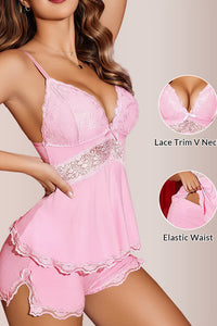 Willluxe® BlossomLace – Lace-Trim Cami & Shorts Pajama Set