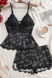 Willluxe® BlossomLace – Lace-Trim Cami & Shorts Pajama Set
