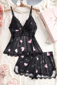 Willluxe® BlossomLace – Lace-Trim Cami & Shorts Pajama Set