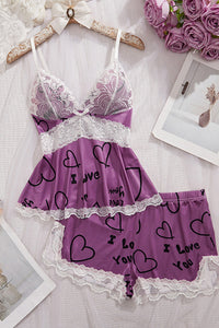 Willluxe® BlossomLace – Lace-Trim Cami & Shorts Pajama Set