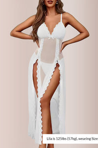 Willluxe® BlossomLace – Romantic Mesh Side-Split Nightdress