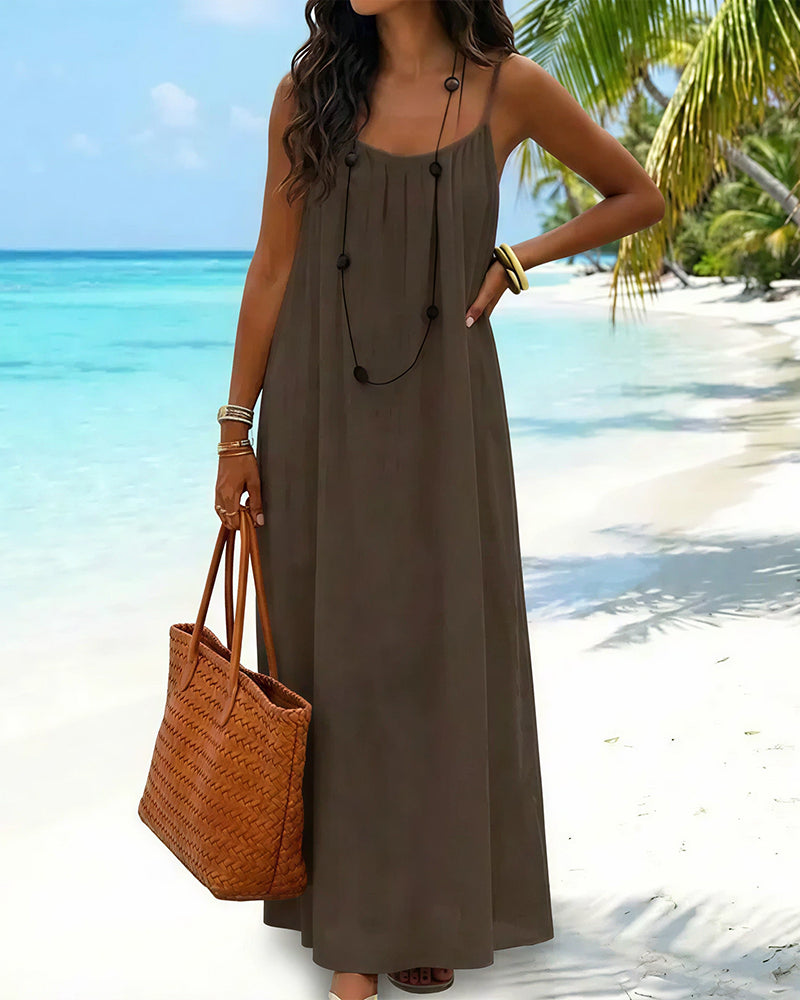 Willluxe® CozyWear – Solid Color Backless Cami Dress
