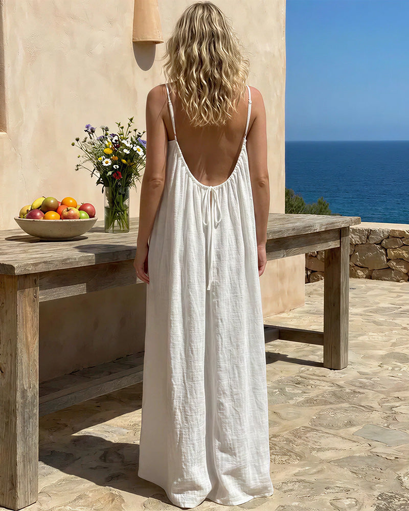 Willluxe® CozyWear – Solid Color Backless Cami Dress