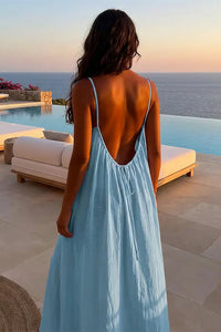 Willluxe® CozyWear – Solid Color Backless Cami Dress