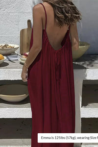 Willluxe® CozyWear – Solid Color Backless Cami Dress