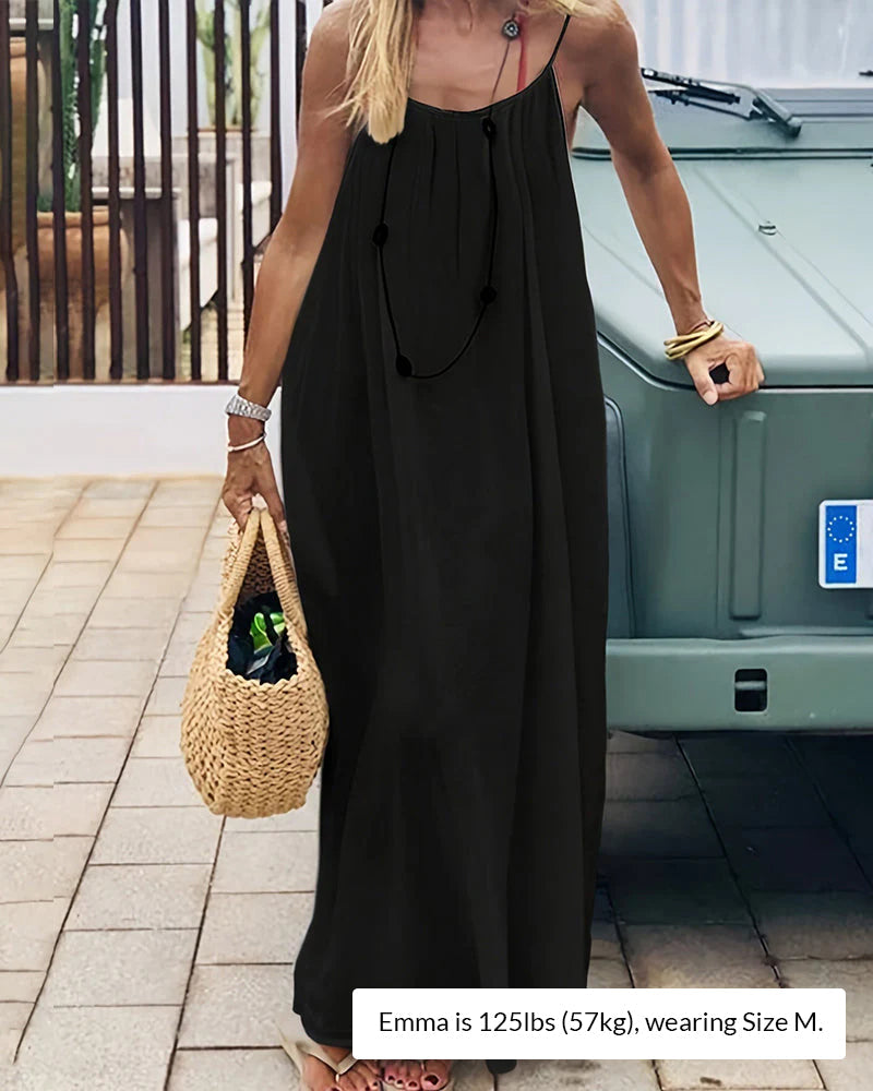Willluxe® CozyWear – Solid Color Backless Cami Dress