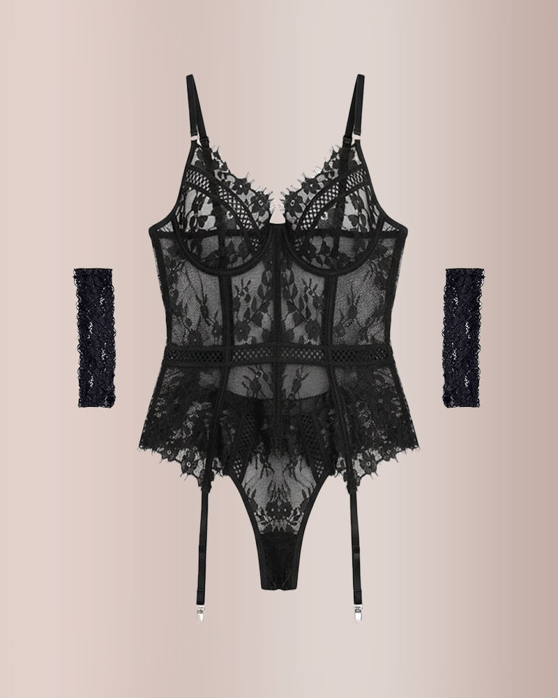 Willluxe® Lingerie Lace Corset Garter Lingerie Sets