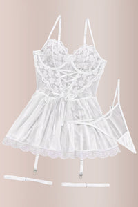 Lace Underwire Suspender Sheer Dresses