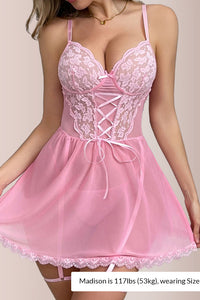 Lace Underwire Suspender Sheer Dresses