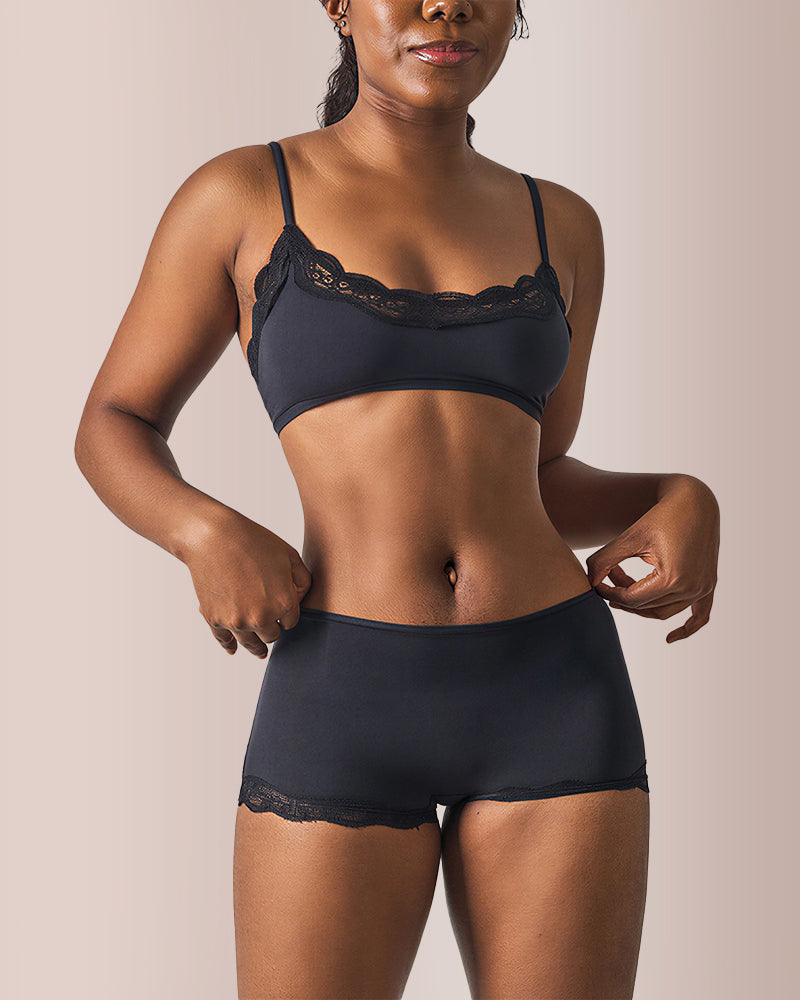 Willluxe® Women's Lace Trim Wirefree Lightweight Underwear Set