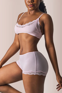 Willluxe® Women's Lace Trim Wirefree Lightweight Underwear Set