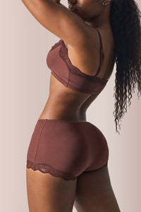 Willluxe® Women's Lace Trim Wirefree Lightweight Underwear Set