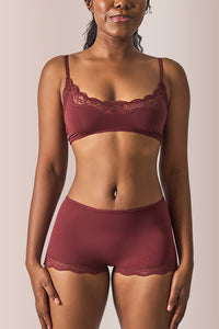 Willluxe® Women's Lace Trim Wirefree Lightweight Underwear Set