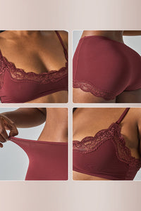 Willluxe® Women's Lace Trim Wirefree Lightweight Underwear Set