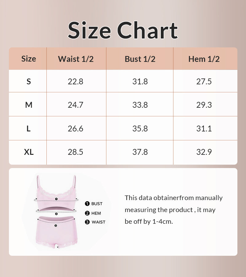 Willluxe® Women's Lace Trim Wirefree Lightweight Underwear Set