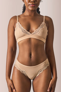 Willluxe® Lace Trim Wirefree Lightweight Underwear Set