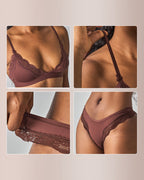 Willluxe® Lace Trim Wirefree Lightweight Underwear Set