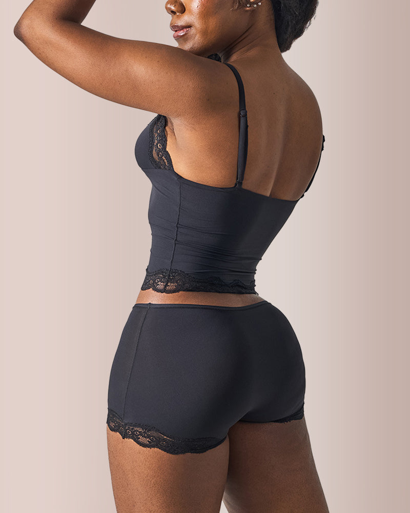 Willluxe® Women's Lace Trim Wirefree Lightweight Underwear Set
