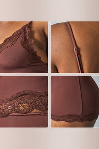 Willluxe® Women's Lace Trim Wirefree Lightweight Underwear Set