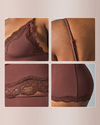 Willluxe® Women's Lace Trim Wirefree Lightweight Underwear Set